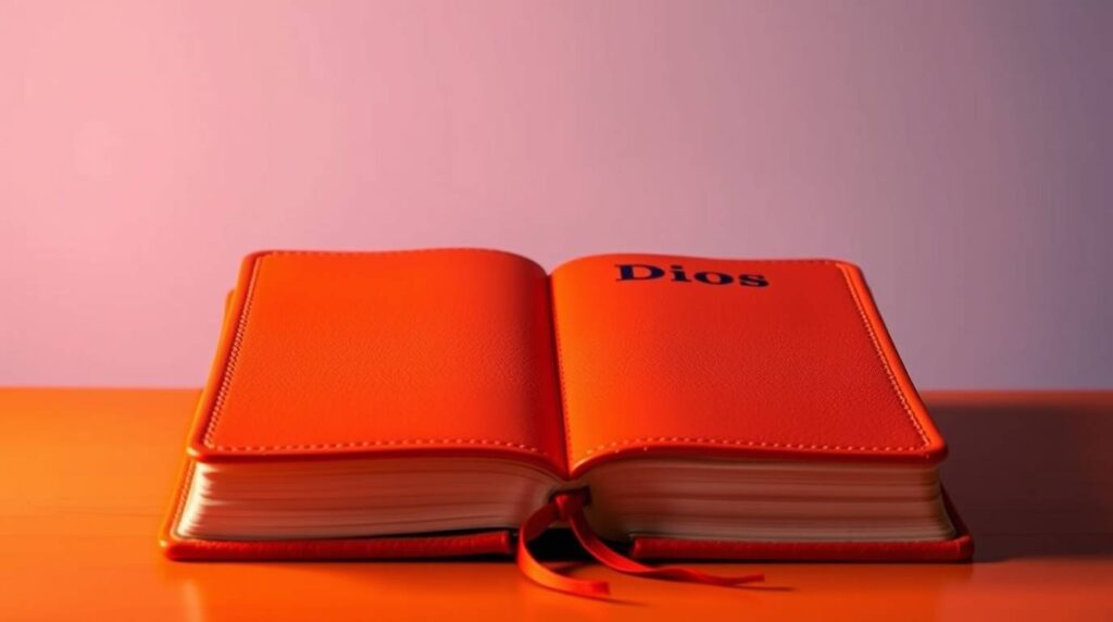 imagen de una biblia color marrón y un fondo degradado.